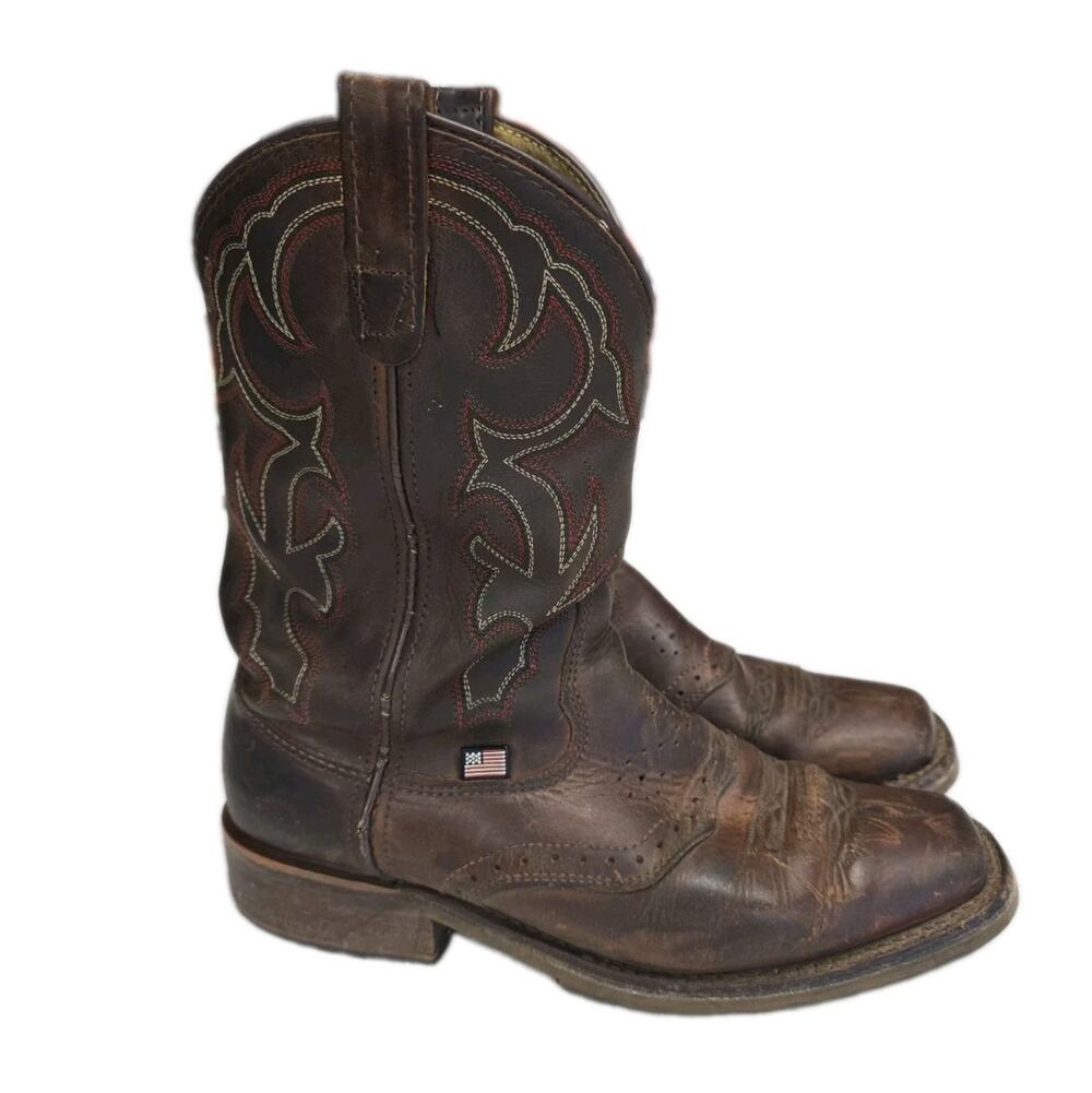 Double H Jase Men's Size 9 D Brown Leather Square Toe Western Roper Boots DH3560